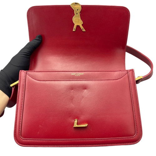 Yves Saint Laurent Medium Solferino Calfskin Red