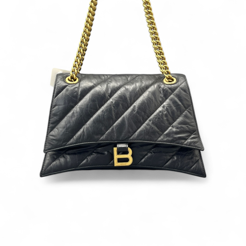 Balenciaga Medium Crush Chain Shoulder Bag Calfskin Black