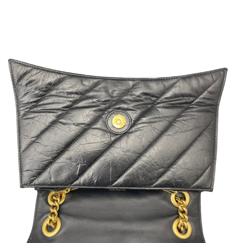 Balenciaga Medium Crush Chain Shoulder Bag Calfskin Black