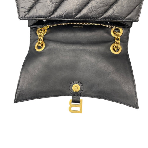 Balenciaga Medium Crush Chain Shoulder Bag Calfskin Black