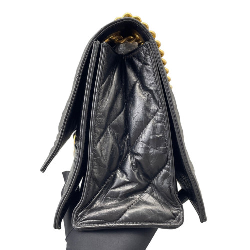 Balenciaga Medium Crush Chain Shoulder Bag Calfskin Black