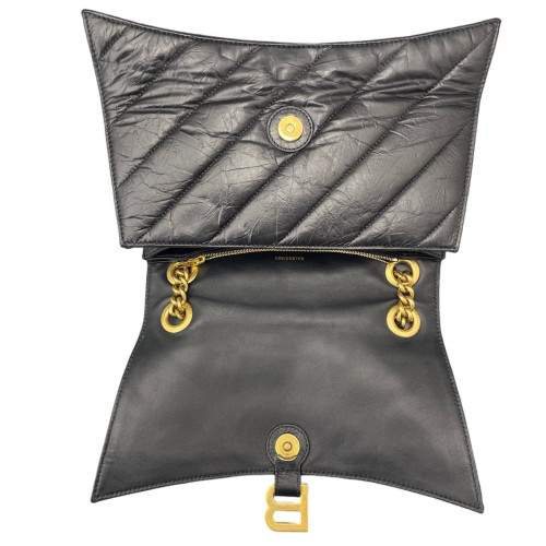 Balenciaga Medium Crush Chain Shoulder Bag Calfskin Black