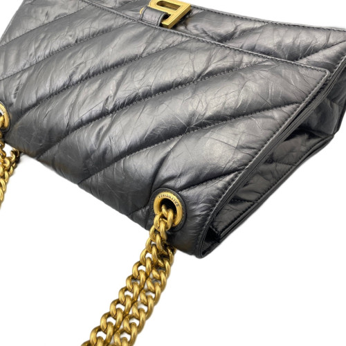 Balenciaga Medium Crush Chain Shoulder Bag Calfskin Black