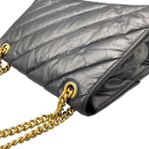 Balenciaga Medium Crush Chain Shoulder Bag Calfskin Black