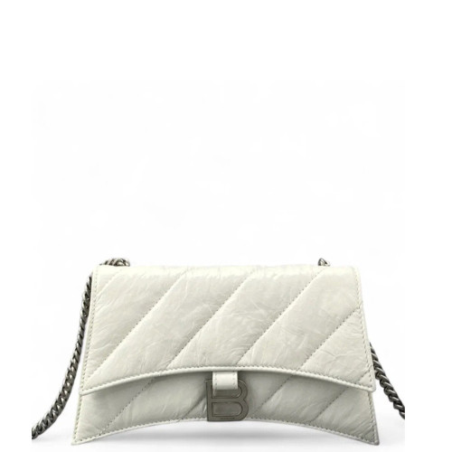 Balenciaga Crush Chain Shoulder Bag Xs Calfskin White