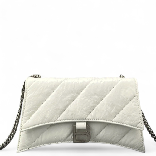 Balenciaga Crush Chain Shoulder Bag Xs Calfskin White