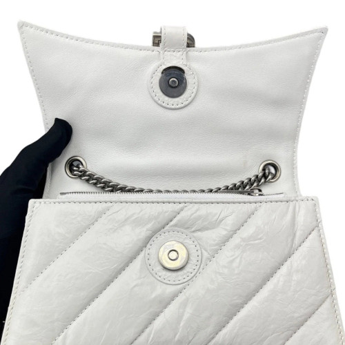 Balenciaga Crush Chain Shoulder Bag Xs Calfskin White