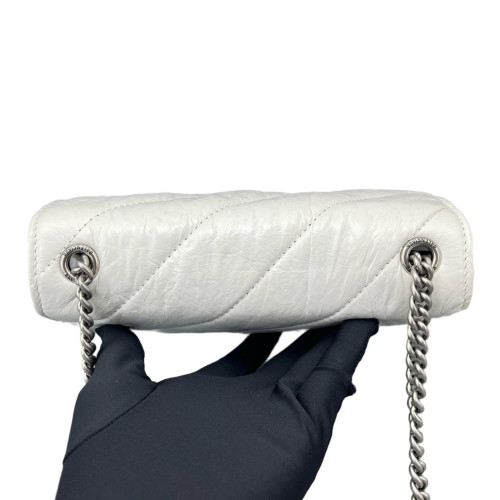 Balenciaga Crush Chain Shoulder Bag Xs Calfskin White