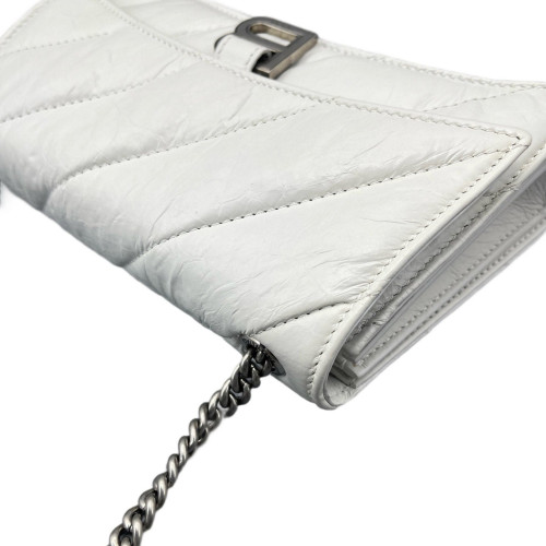 Balenciaga Crush Chain Shoulder Bag Xs Calfskin White
