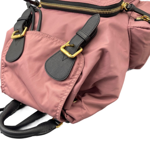 Burberry Medium Rucksack Backpack Nylon Calfskin Dusty Rose Black