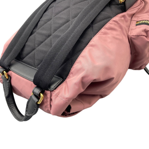 Burberry Medium Rucksack Backpack Nylon Calfskin Dusty Rose Black
