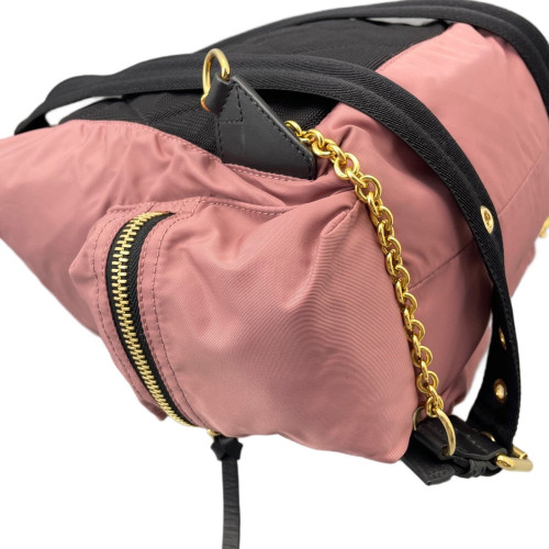 Burberry Medium Rucksack Backpack Nylon Calfskin Dusty Rose Black