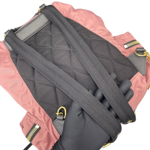 Burberry Medium Rucksack Backpack Nylon Calfskin Dusty Rose Black