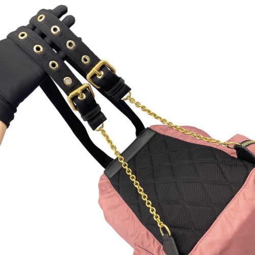 Burberry Medium Rucksack Backpack Nylon Calfskin Dusty Rose Black