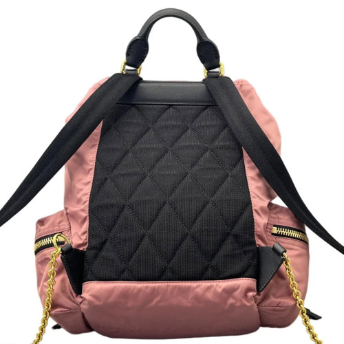 Burberry Medium Rucksack Backpack Nylon Calfskin Dusty Rose Black