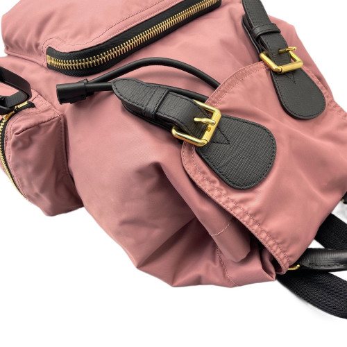 Burberry Medium Rucksack Backpack Nylon Calfskin Dusty Rose Black