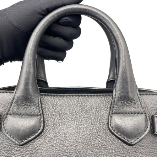 Burberry Small Banner Tote Calfskin House Check Black Brown