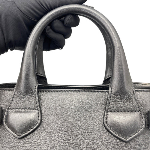 Burberry Small Banner Tote Calfskin House Check Black Brown