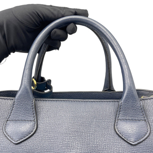 Burberry Medium Banner Tote Calfskin House Check Blue Brown
