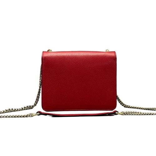 Gucci Small Interlocking G Shoulder Bag Grained Calfskin Red Gucci Small Interlocking G Shoulder Bag Grained Calfskin Red