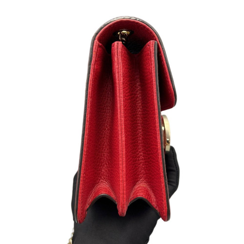 Gucci Small Interlocking G Shoulder Bag Grained Calfskin Red Gucci Small Interlocking G Shoulder Bag Grained Calfskin Red