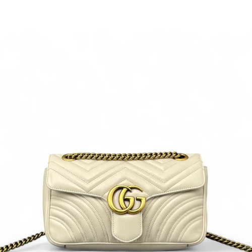 Gucci Chevron Small GG Marmont Calfskin White