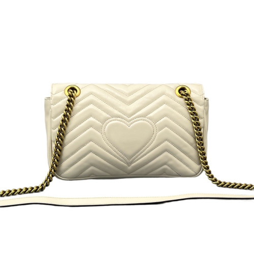 Gucci Chevron Small GG Marmont Calfskin White