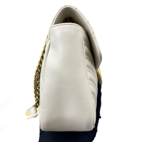 Gucci Chevron Small GG Marmont Calfskin White