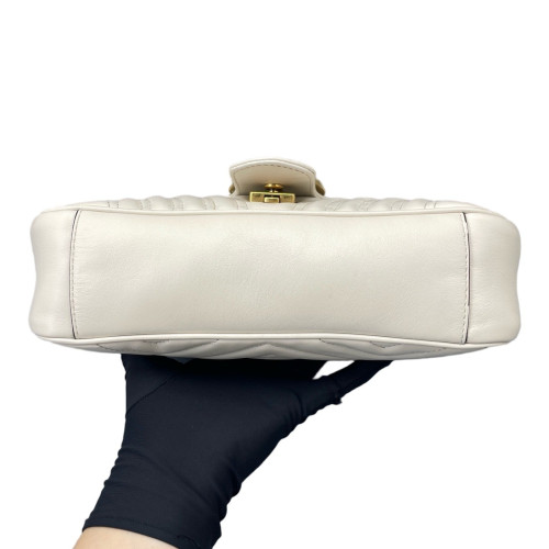 Gucci Chevron Small GG Marmont Calfskin White
