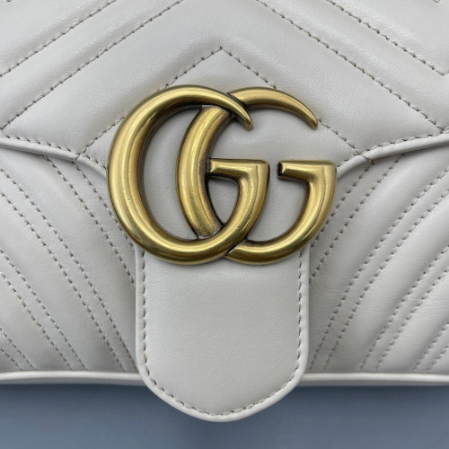 Gucci Chevron Small GG Marmont Calfskin White