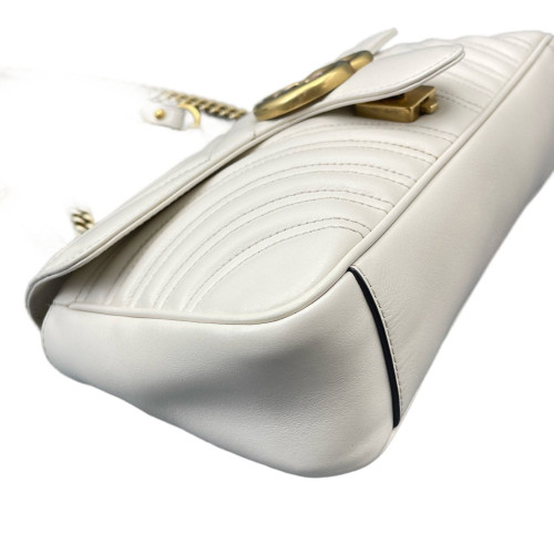 Gucci Chevron Small GG Marmont Calfskin White