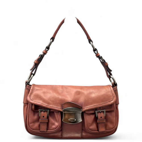 Prada Shoulder Bag Calfskin Brick Red