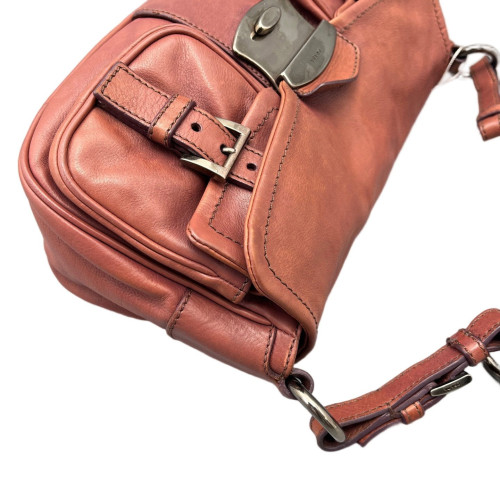 Prada Shoulder Bag Calfskin Brick Red