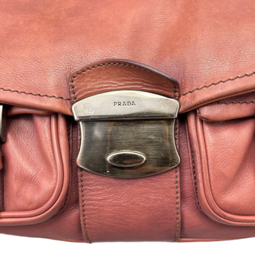 Prada Shoulder Bag Calfskin Brick Red