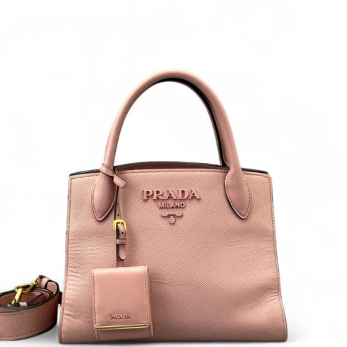 Prada Small Monochrome Tote Saffiano Calfskin Pink