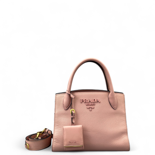Prada Small Monochrome Tote Saffiano Calfskin Pink