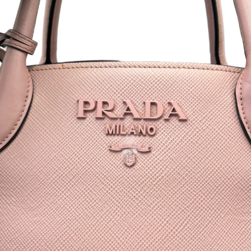 Prada Small Monochrome Tote Saffiano Calfskin Pink