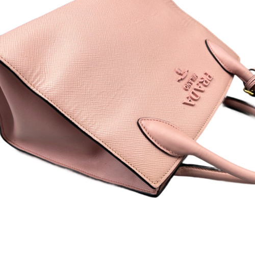 Prada Small Monochrome Tote Saffiano Calfskin Pink