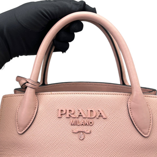 Prada Small Monochrome Tote Saffiano Calfskin Pink
