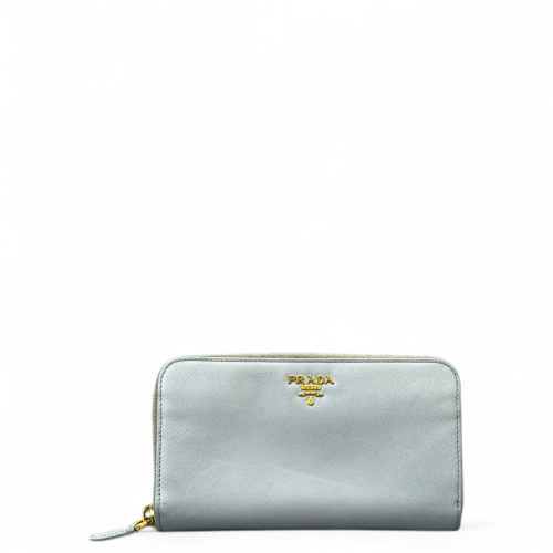 Prada Continental Wallet Saffiano Calfskin Light Blue
