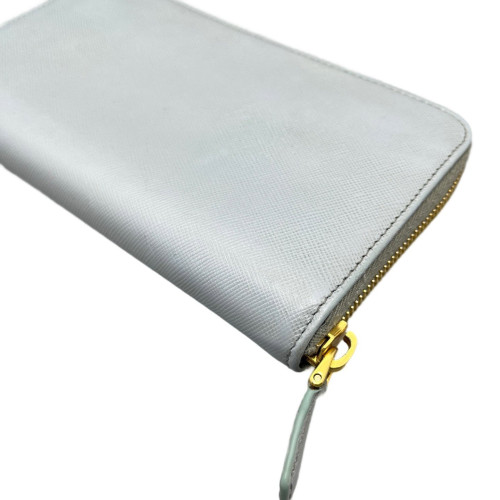 Prada Continental Wallet Saffiano Calfskin Light Blue