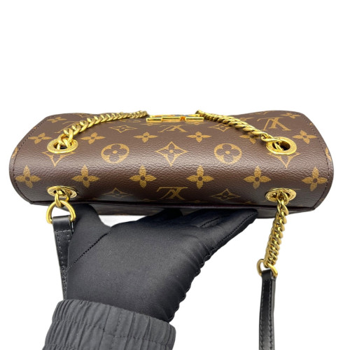 Louis Vuitton Passy Chain Shoulder Bag Monogram Brown Black