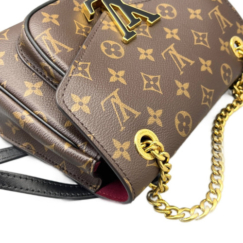 Louis Vuitton Passy Chain Shoulder Bag Monogram Brown Black