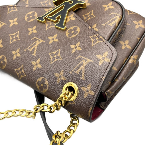 Louis Vuitton Passy Chain Shoulder Bag Monogram Brown Black