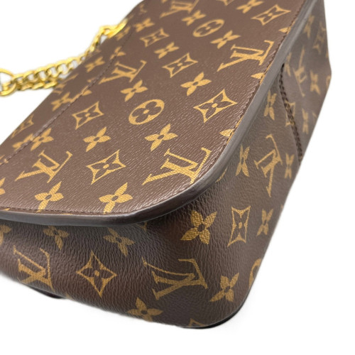 Louis Vuitton Passy Chain Shoulder Bag Monogram Brown Black