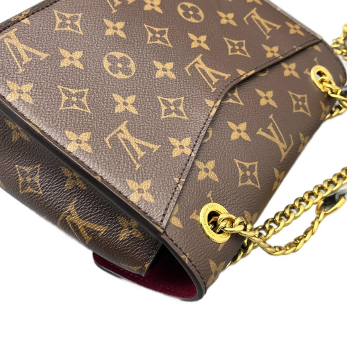 Louis Vuitton Passy Chain Shoulder Bag Monogram Brown Black