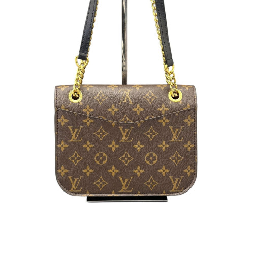 Louis Vuitton Passy Chain Shoulder Bag Monogram Brown Black
