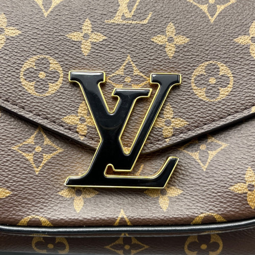 Louis Vuitton Passy Chain Shoulder Bag Monogram Brown Black