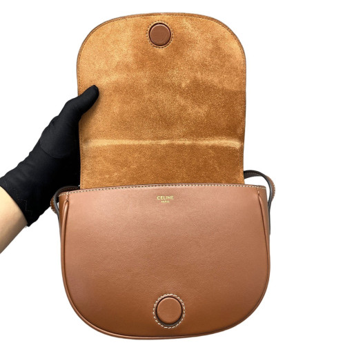 Celine Triomphe Saddle Bag Calfskin Tan