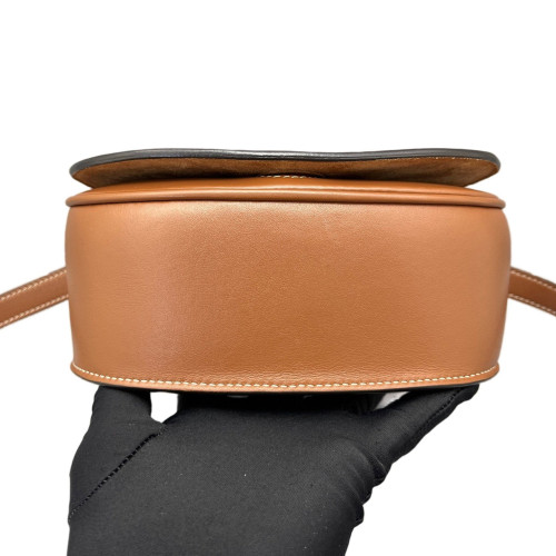 Celine Triomphe Saddle Bag Calfskin Tan
